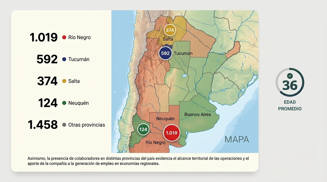 Mapa de distribución geográfica de colaboradores por provincia